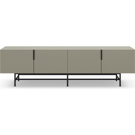 Meuble TV 4 portes en bois et métal L200cm - Vert amande - Vintara (1/5)
