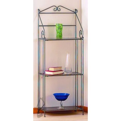 Etagere Elis in Ferro Battuto Colori Ferro: Oro - Dimensioni Etagere: 52 x 27 H. 130 - Colori Legno AV: Noce (1/5)