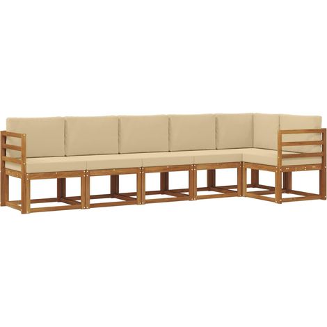 Outdoor Sofa Set with Cushion 6 pcs Natural and Beige vidaXL (1/5)