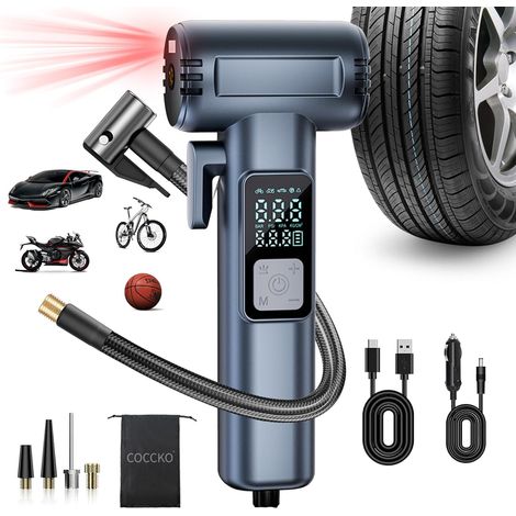 Kabelloser Autoreifenfüller, tragbarer Luftkompressor (150 PSI), automatische Abschaltung, für Fahrräder mit LCD-Display, elektrische Reifenpumpe mit Scheibenbrecher und Gurtschneider