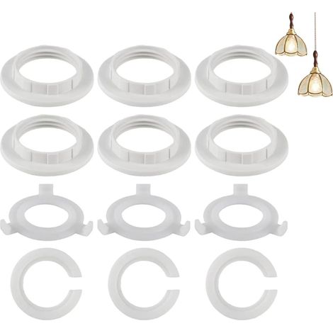 Lot de 12 anneaux réducteurs d'abat-jour E27 vers E14, adaptateur de douille E14, convertisseur de collier à vis pour abat-jour, adaptateur de support de lampe durable, installation facile (1/5)