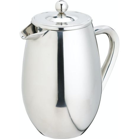 La Cafetière Acero Inoxidable Doble Pared Aislado Cafetière 8 Tazas, Acero Inoxidable, Plata