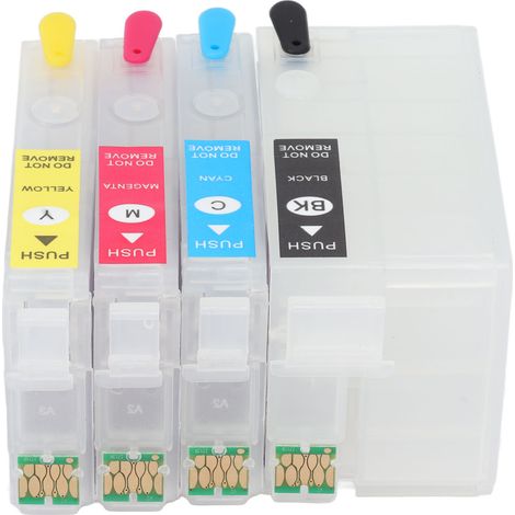Cartouche d'encre 4 couleurs permanente - Noir, Cyan, Magenta, Jaune - Compatible avec imprimantes T252XL - Recharge et remplacement