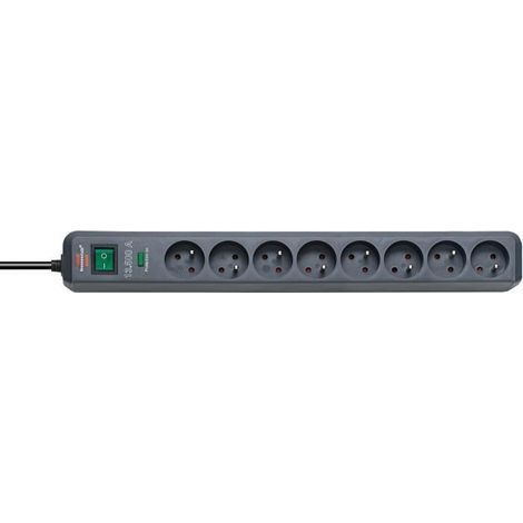 Mehrfachsteckdose ECO-LINE mit Schalter und Überspannungsschutz 13500A – 1,4 m H05VV-F 3G1,5 8 Steckdosen
