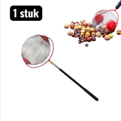 Cueille fruits manuel avec rouleau pour récolter pommes noix et châtaignes sans se baisser avec système de remplissage rapide couleur rouge 1 pièce (1/5)