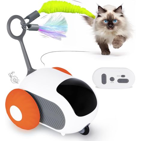 Jouet interactif automatique pour animaux de compagnie avec télécommande, rechargeable par USB, deux vitesses réglables, bleu (1/5)