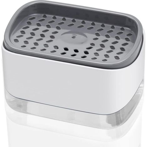 Dispenser di sapone per lavello da cucina, con pompa ricaricabile e porta spugna, accessorio per il bagno - Crezuo
