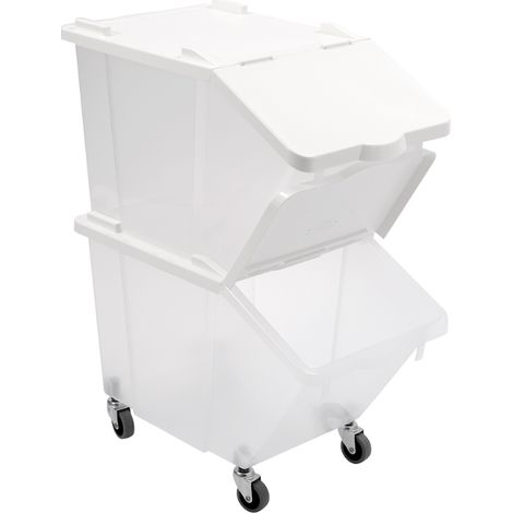 Bacs à ingrédients 30 L + couvercles + 4 roues - Lot de 2 - Gilac (1/5)