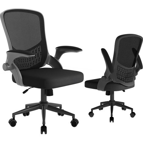 Ergonomic Office Chair Mesh Desk Chair with Storage Back Flip-Up Arms Black (1/5)