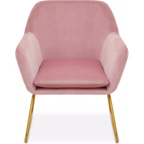 Interiors by Premier Pink Velvet Powder Gold Legs Armchair, Easy Care Velvet Chairs, Indoor Dining with Velvet Dinner Chair (1/5)
