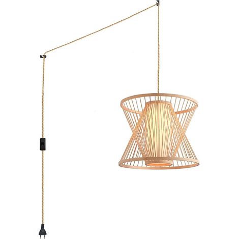 Suspension en bambou "Rise" avec interrupteur et prise - Corde boho chic (1/5)