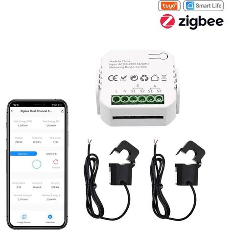 Zoternen Compteur d'énergie intelligent Tuya Wifi,compteur de surveillance bidirectionnel de la consommation d'énergie du système photovoltaïque solaire,moniteur de puissance de contrôle d'application