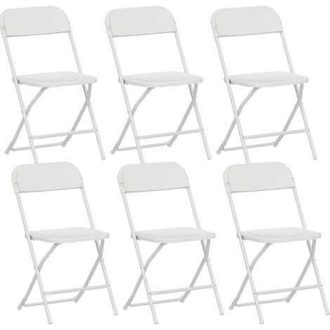 Set mit 6 weißen Klappstühlen mit Ablauflöchern und Stahlgestell MODENUIT (1/4)
