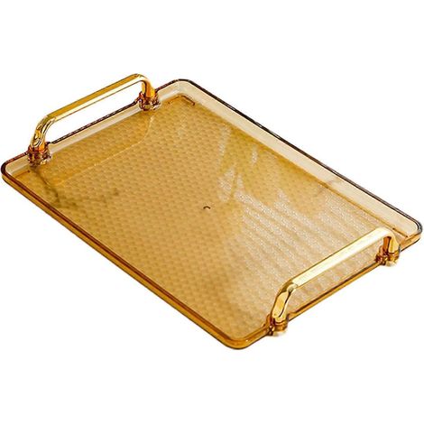 Plateau de service avec poignée, plateau à thé, plateau de maquillage, plateau de table basse, plateau de toilette pour dîner, dessert, chambre d'amis, chambre à coucher-amber medium (1/5)