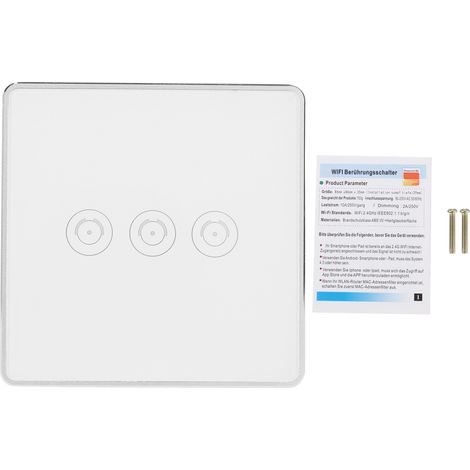 Interrupteur tactile WiFi intelligent sans fil, commande à distance via APP, norme britannique 95‑240VAC, modèle S104‑3 (1/5)