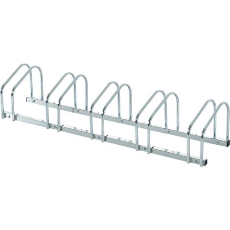 Râtelier 5 vélos range-vélos support de rangement pneu 65 mm sol ou mural pour VTT enfants BMX 145 x 33 x 27 cm acier argent