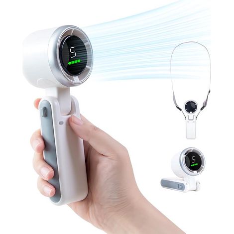Ventilador turbo con batería de 3600 mAh, pantalla LED, ajustable a 180° y 5 velocidades. (1/5)