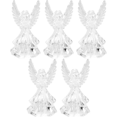 Figurines d'anges lumineuses en acrylique transparent, 5 pièces, pour la décoration de Noël. (1/5)