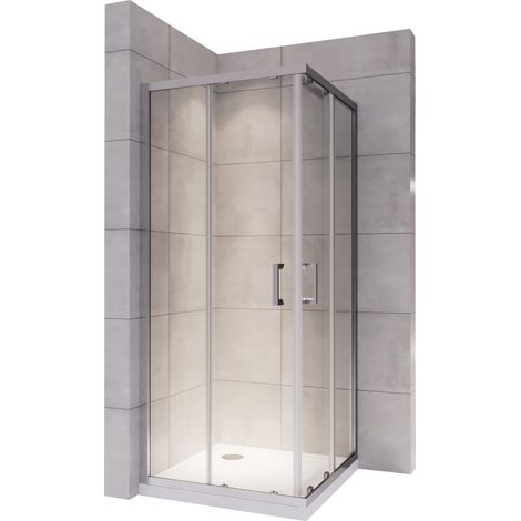 Saniverre – Cabine de douche 180 cm – Porte coulissante en verre trempé 6 mm – Largeur 70 cm – Hauteur réglable 20 mm – Étanchéité avec joints en caoutchouc (1/5)