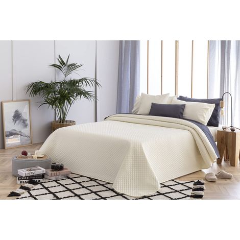 Todocama - Copriletto trapuntato sottile con motivo a rombo, per primavera, estate, autunno e inverno, 100% microfibra extra morbido, Copriletto multiuso, Letto 105 - 200x260cm, Beige