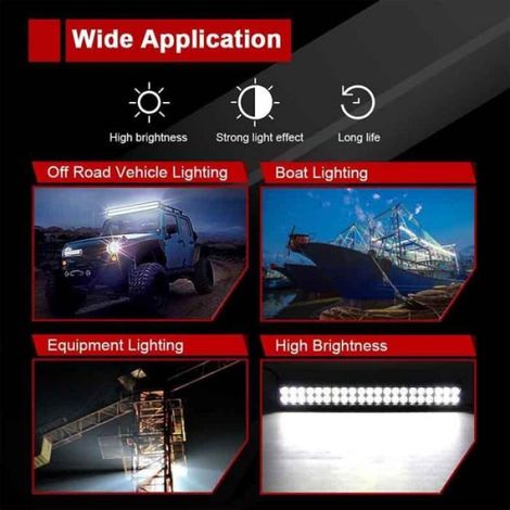 38cm 90W Barre Lumineuse LED de Travail Faisceau Combiné de Spot et Inondation DC 12V-24V 6000K Barre Led 4x4 Voiture Camion (1/3)