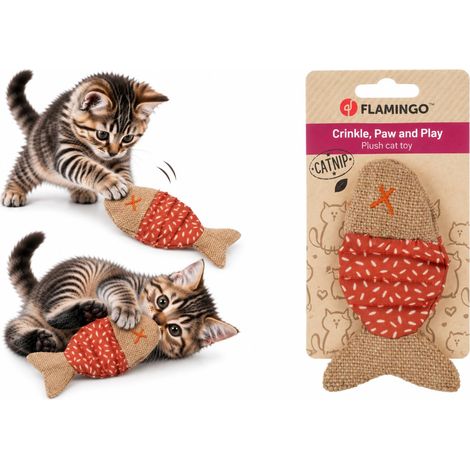Jouet Chat - Poisson Orange/Brun - 12 x 6,3 x 2 cm (1/3)