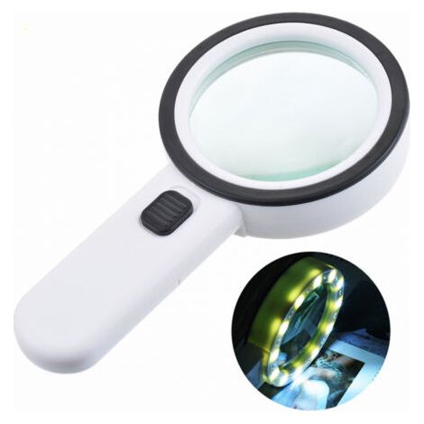 Tragbare Leselupe, 12 LED Lupe 30X, große beleuchtete Handlupe für Juweliere, Uhrmacher, Bastler, Kinder, ältere Menschen