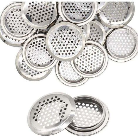 Grille Aération Ronde Inox 53 mm 20 Pièces pour Placard Armoire à Chaussures Bibliothèque