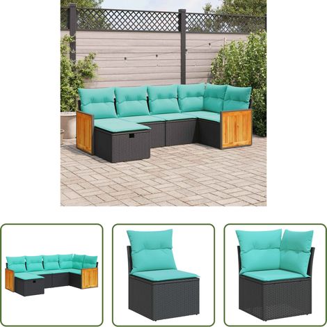 vidaXL Canapé en résine - Salon de jardin 6 pcs avec coussins noir résine tressée (1/5)