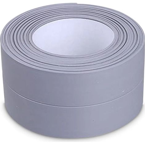 Bande d'étanchéité auto-adhésive de 3,2 m x 3,8 cm, résistante à l'humidité, aux moisissures et à l'eau, adaptée aux plans de travail de cuisine et aux sols de salle de bain. (1/5)