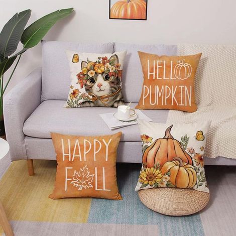 Housse de coussin - - Automne - Multicolore - 45x45 cm - Rayures joyeuses (1/5)