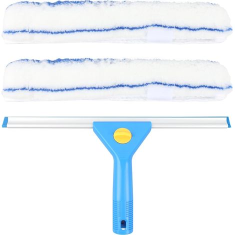 Raclette à Vitres 35cm, Lave-Vitre avec Lame en Silicone et Brosse Microfibre, Kit de Nettoyage pour Fenêtres, Miroirs, Douche, Salle de Bain et Voiture, Poignée Ergonomique (1/5)