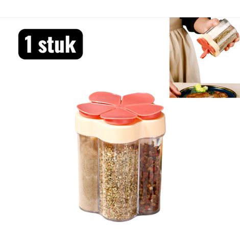 1 pot à épices 5 en 1 avec couvercle hermétique résistant à l humidité pour sel poivre et épices rouge (1/5)