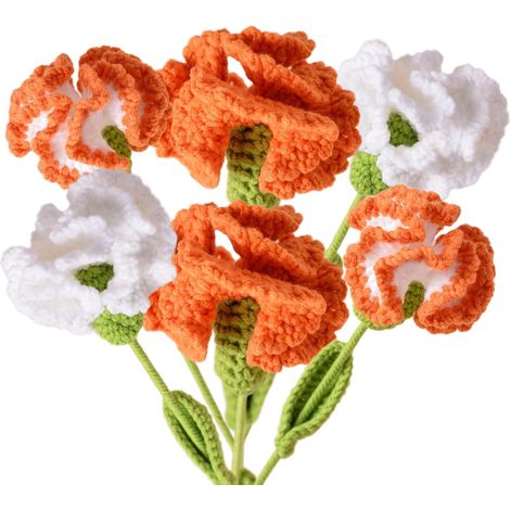 6-teiliges handgefertigtes Häkel-Nelkenstrauß-Set (Orange) (1/5)
