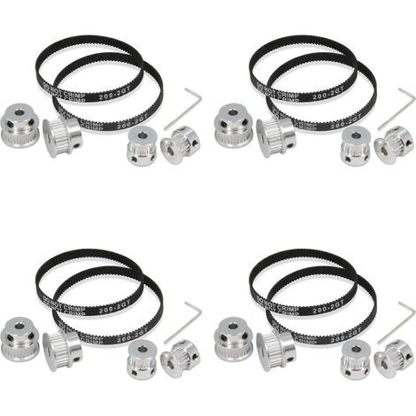 Ensemble de 8 poulies de distribution synchrones GT2 à 20 et 30 dents, alésage de 5 mm, en aluminium, avec courroie de 200 mm de largeur et de longueur (20-30T-5B-6) (1/5)