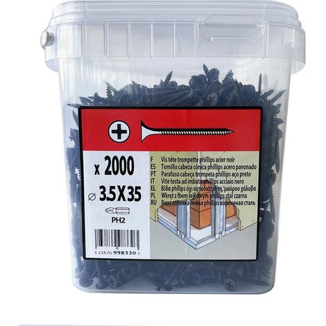 2000 vis trompette PH 3,5x35mm acier noir Viswood (1/3)