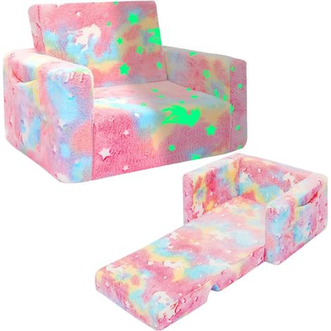 Canapé pour Tout-Petit, canapé Pliable pour Enfants, canapé Convertible en Chaise Longue, canapé extractible, Chaise Licorne phosphorescente pour garçons et Filles (1/5)