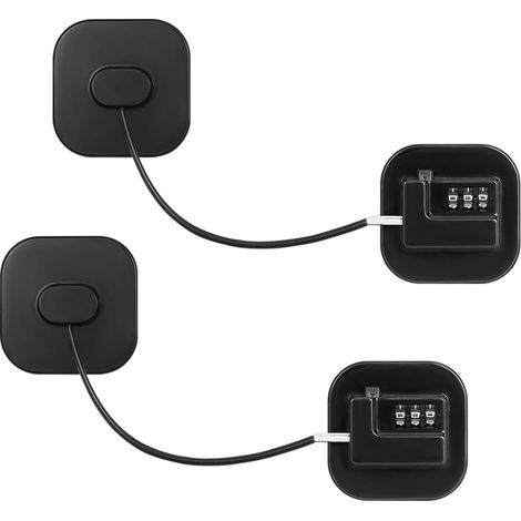 Paquet de 2 serrures à combinaison noires pour réfrigérateur, serrures adhésives de sécurité pour enfants (1/5)