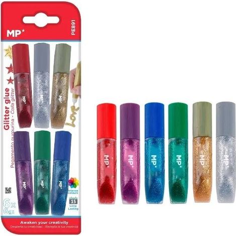Colla liquida glitterata, 6 colori