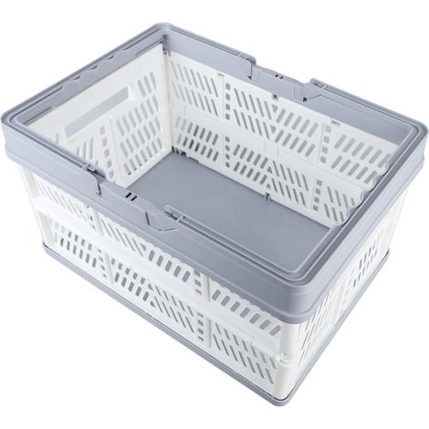 Panier pliable avec poignées PP imperméable, grand bac de rangement blanc pour cuisine, chambre, bureau (1/5)