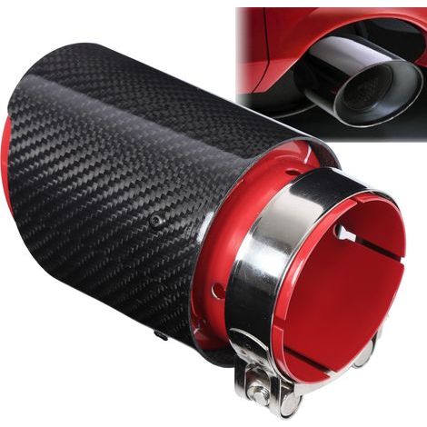 Boquilla de escape de fibra de carbono roja brillante, entrada de 3,1 pulgadas, salida única de 4 pulgadas. (1/5)