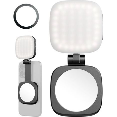 Lampe de maquillage magnétique - convient aux ordinateurs portables, téléphones portables, etc. - 1 pièce, noire (1/5)