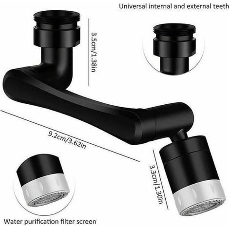 Aérateur de robinet - - Pivotant 1080+360° - Cuivre - Économie d'eau - Noir (1/4)
