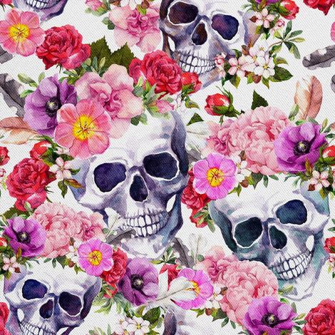 Tela Oxford decorativa para exteriores - Motivo de calavera con flores 3 I DX446 (1/5)