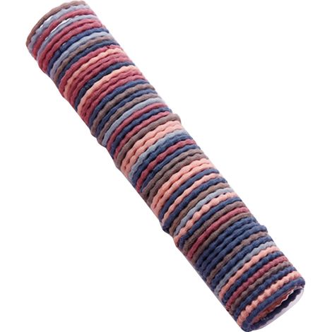 Paquete de 50 gomas elásticas de nailon de colores para niñas: coleteros y diademas para coletas, accesorios para el cabello que no dañan el cabello infantil, colores surtidos. (1/5)