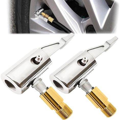 2 Pcs Car Air Pump Air Chuck Tyre Inflator Nozzle Adapter Quick Conversion Valve Connector Clip Type Nozzle for Car Truck Accessories (1/5)