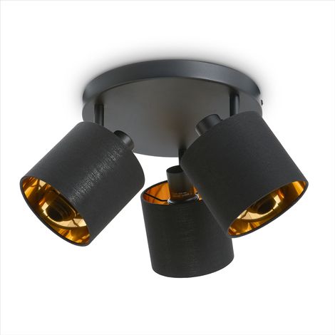 Paco Home Suspension LED Applique Plafonnier Salon Salle À Manger Chambre Uni E14 Noir - or, Applique murale 3xE14 (1/4)