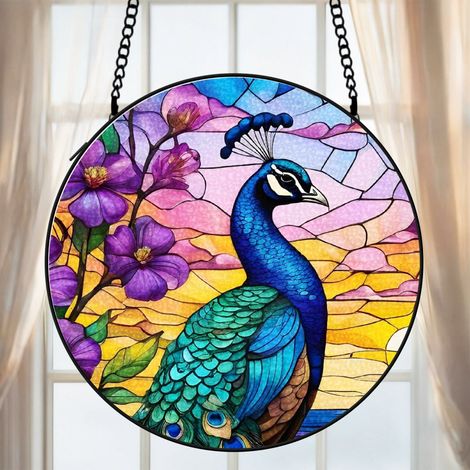 Vitrail chat attrape-soleil 16 cm décoration fenêtre suspension raffinée cadeau grand-mère (1/5)