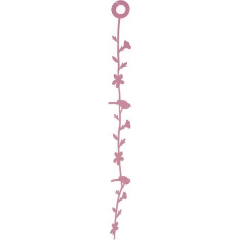 Ghirlanda primaverile in feltro rosa chiaro con motivo di uccelli e fiori, 98 cm (1/4)