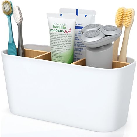 Soporte para cepillo de dientes eléctrico con 5 compartimentos extraíbles, organizador multifuncional para baño y cocina.